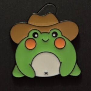 Green Frog Cowboy Enamel Pin